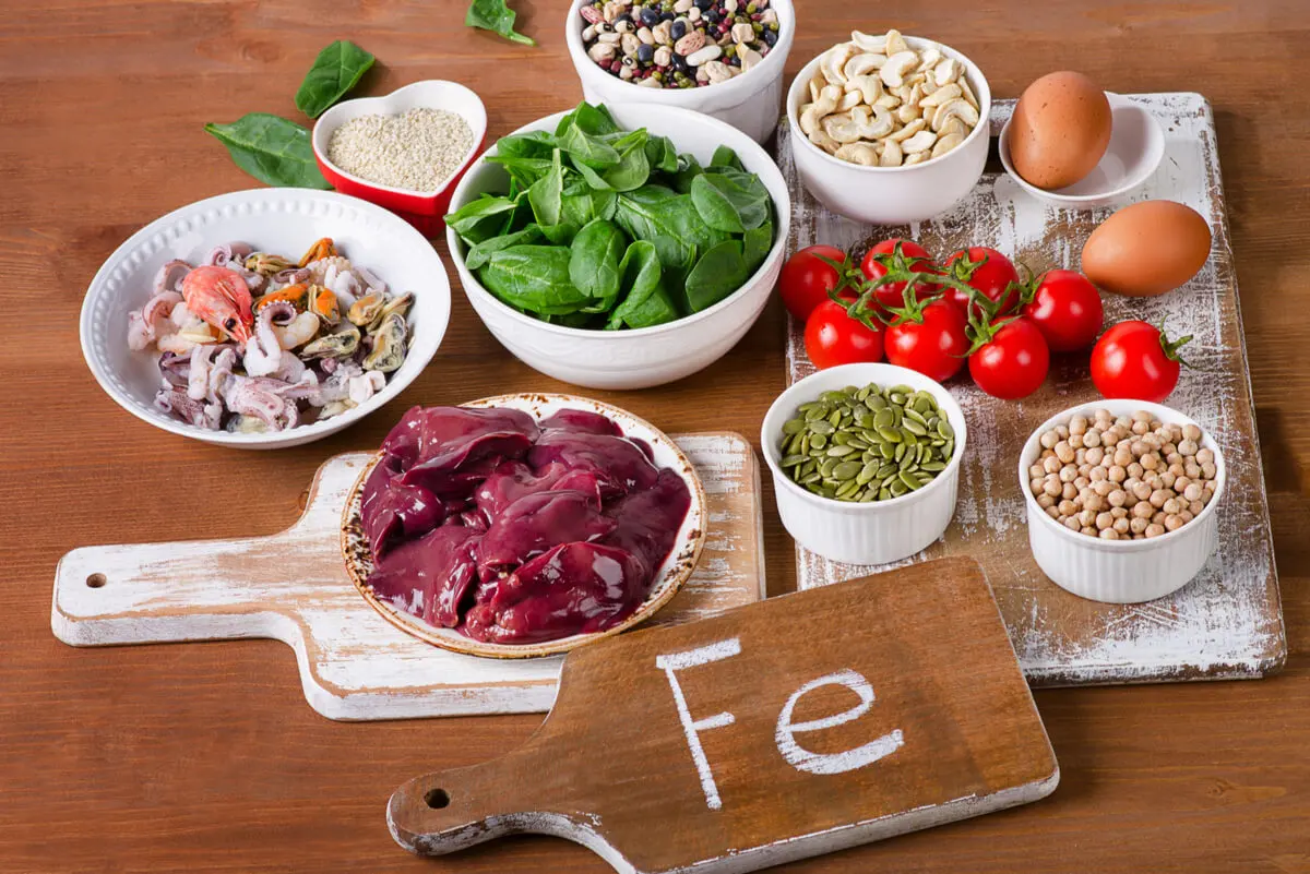 Alimentos con hierro para prevenir la anemia.