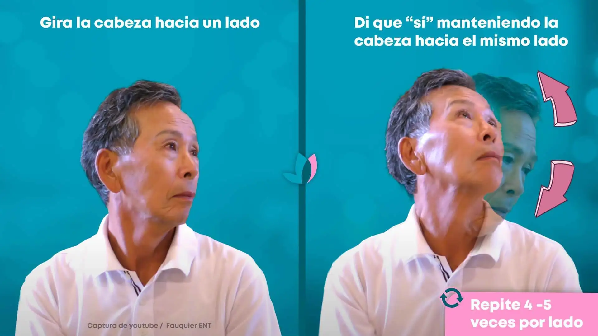 Ejercicio para el vértigo cervical de asentir sobre la cabeza.